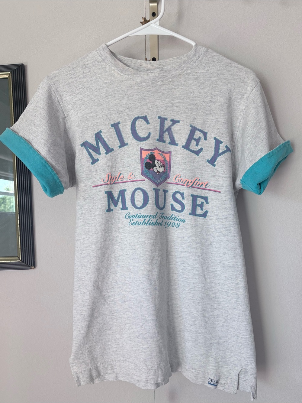 Vintage 90s Mickey Mouse Flip Sleeve Tee —Gear Brand Established 1928 Size Small